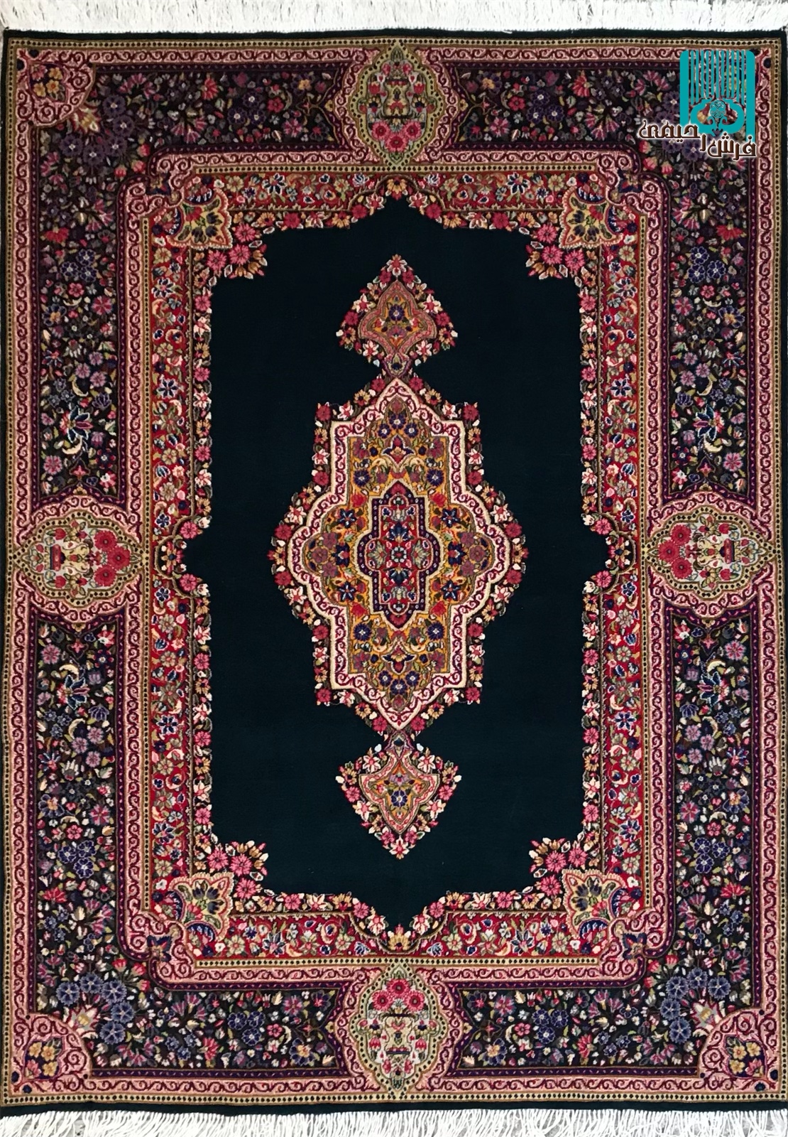 قالیچه کرمان اعلاء طرح قاب قرآنی