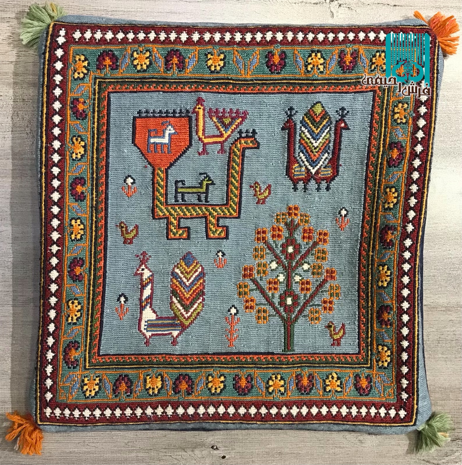 جفت کوسن گلیم سوزنی سیرجانی طرح تورنگ