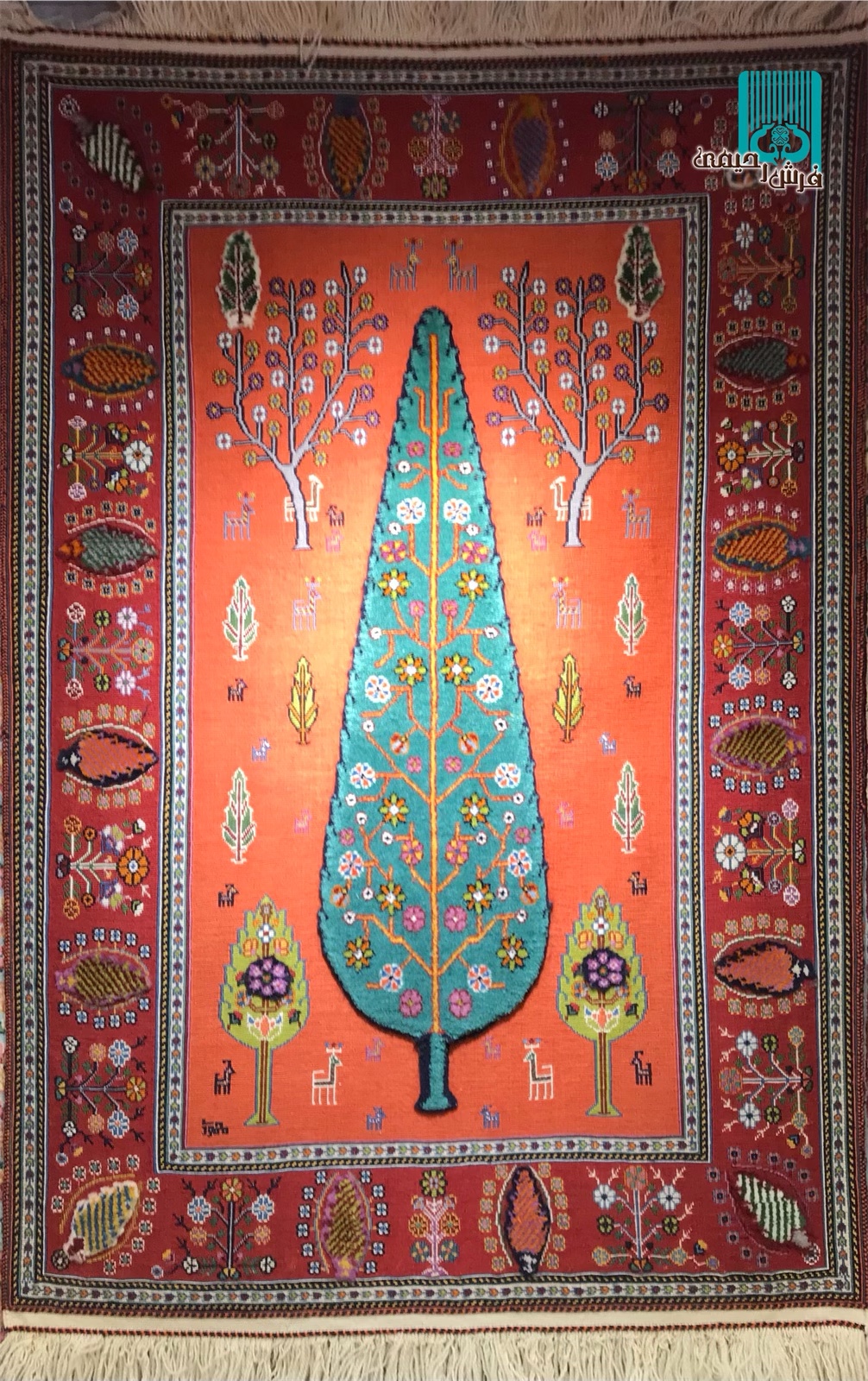 ذرع چارک گلیم فرش سیرجان طرح درخت سرو