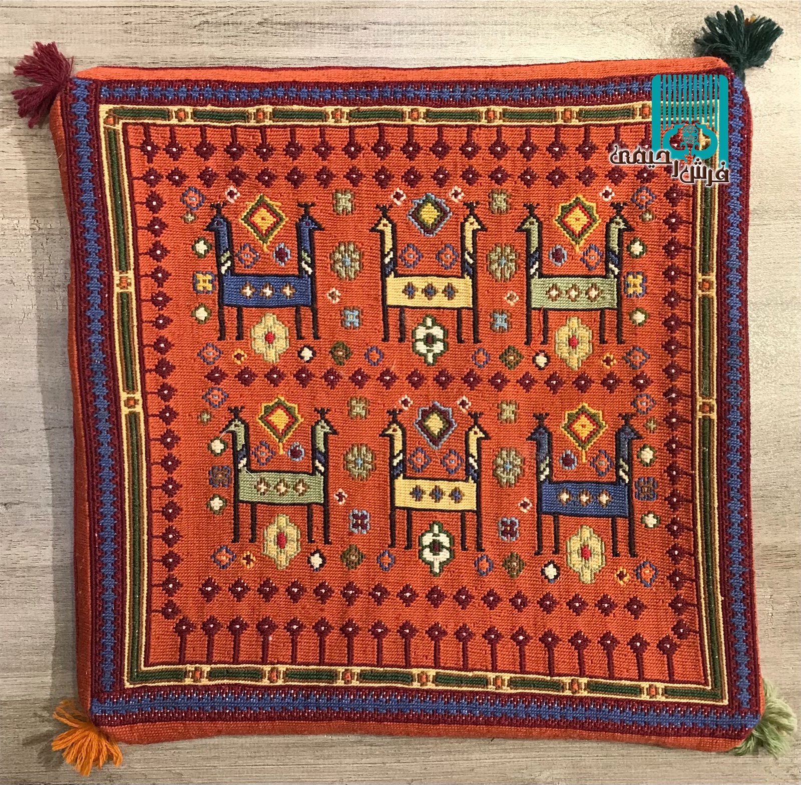 جفت کوسن گلیم سوزنی سیرجانی طرح چراگاه