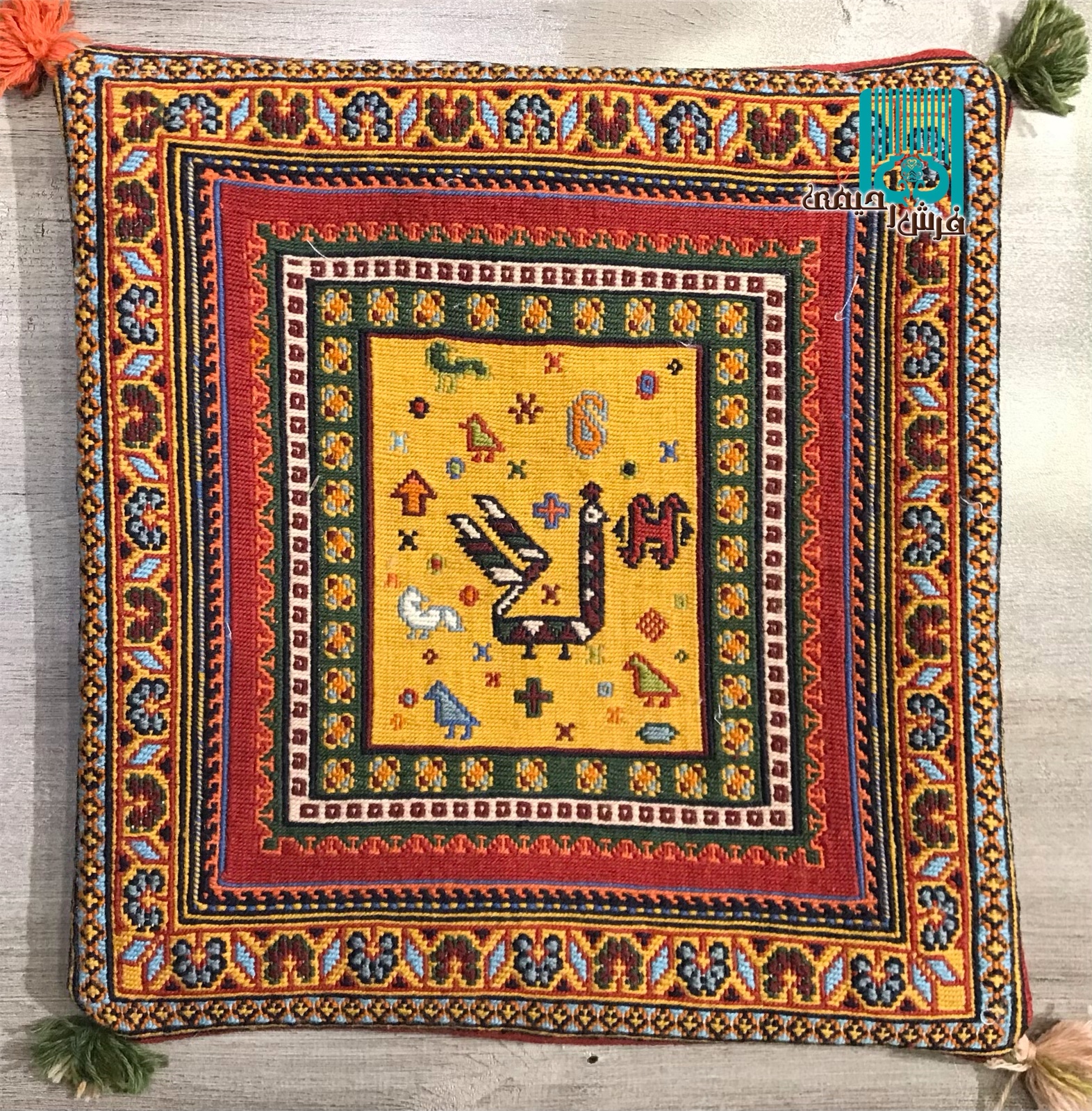 جفت کوسن گلیم سوزنی سیرجان طرح سیرنگ