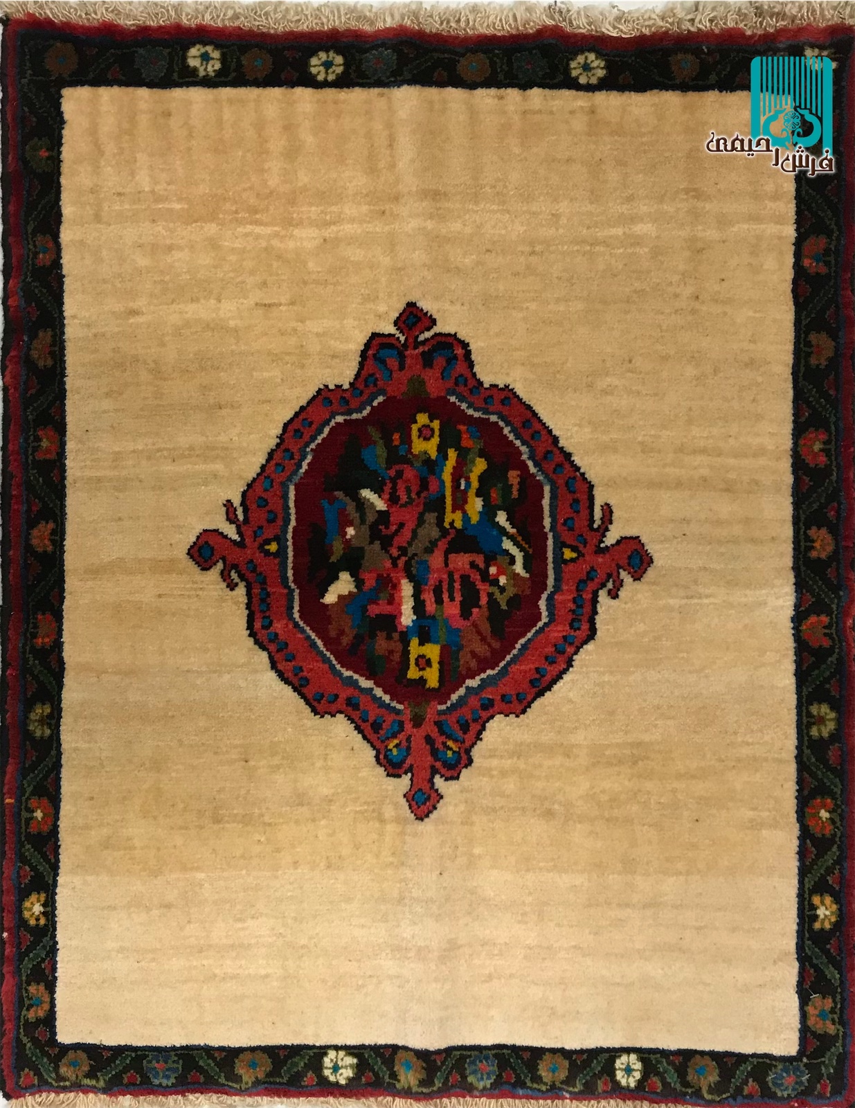 پشتی فرادنبه بختیاری طرح گل پتو کف ساده