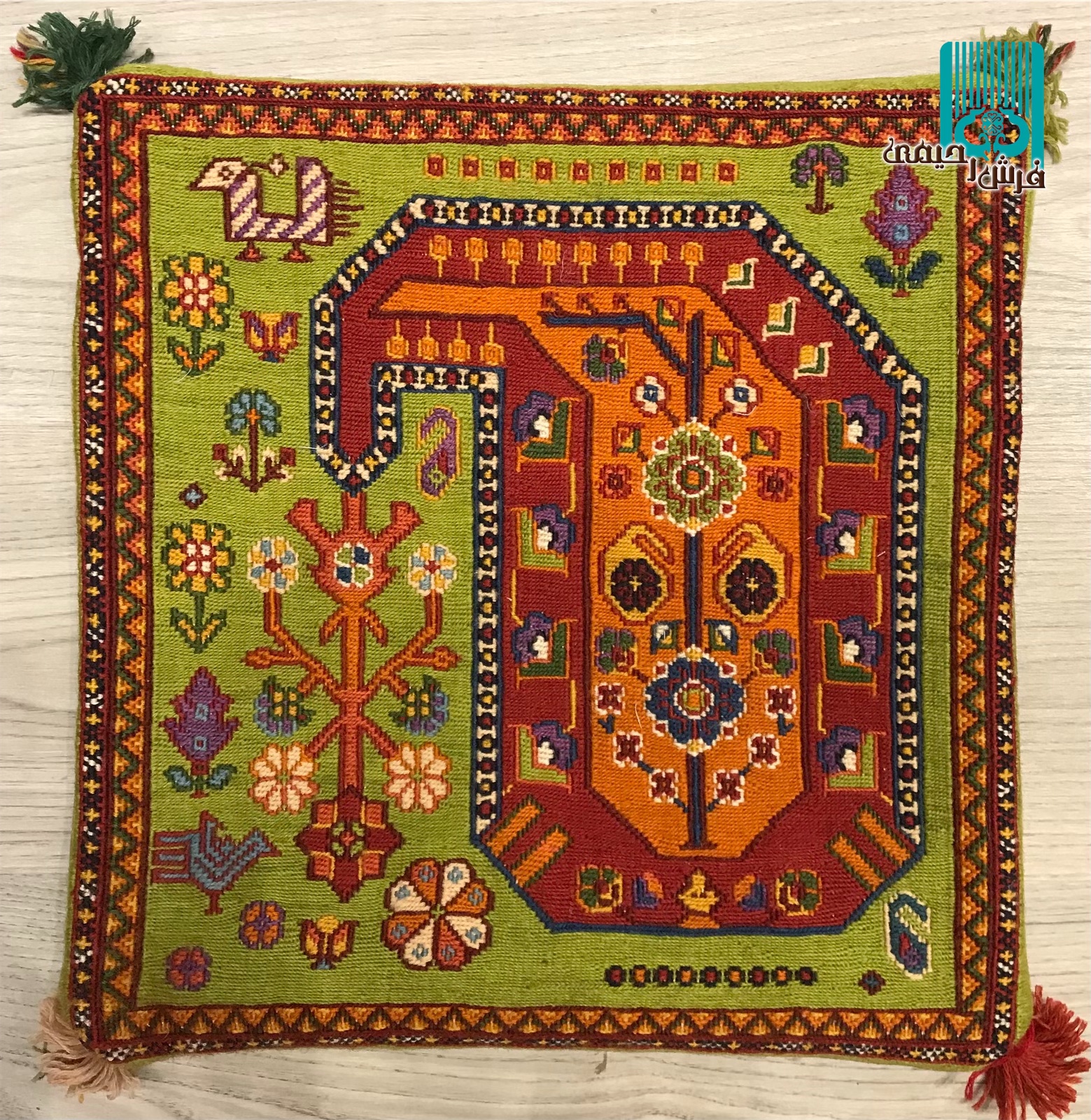 جفت کوسن گلیم سوزنی سیرجان طرح جقه ای