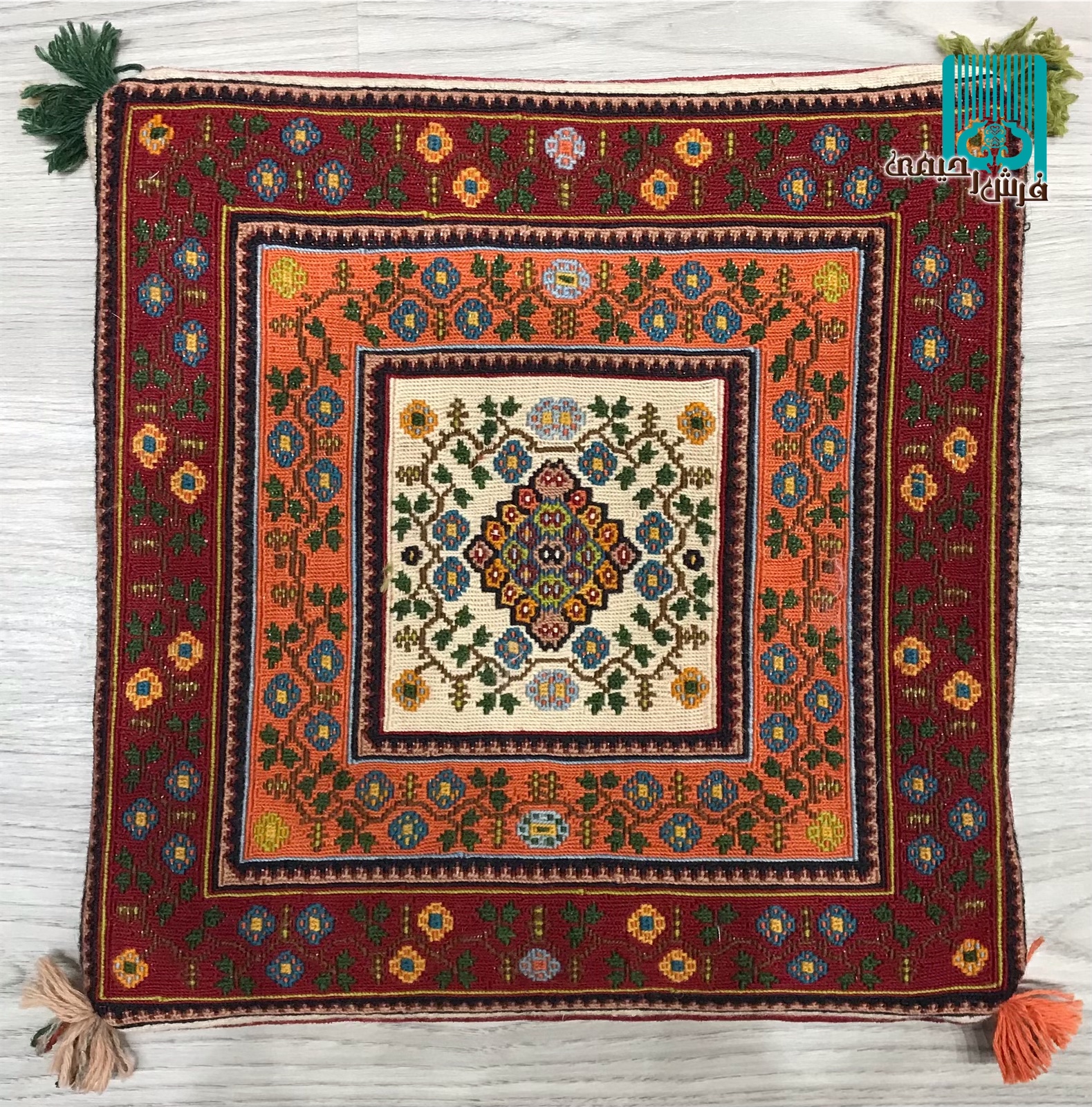 جفت کوسن گلیم سوزنی سیرجان طرح گلریز