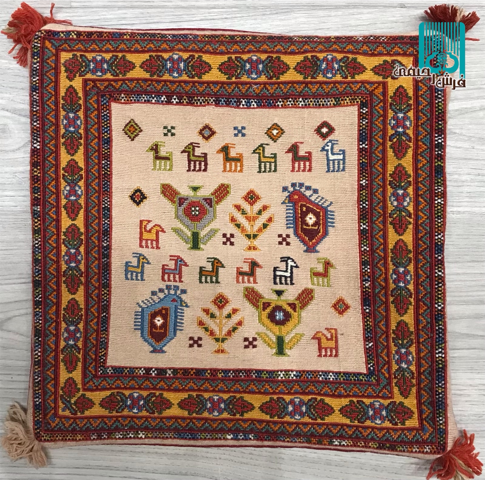 جفت کوسن گلیم سوزنی سیرجان طرح چراگاه