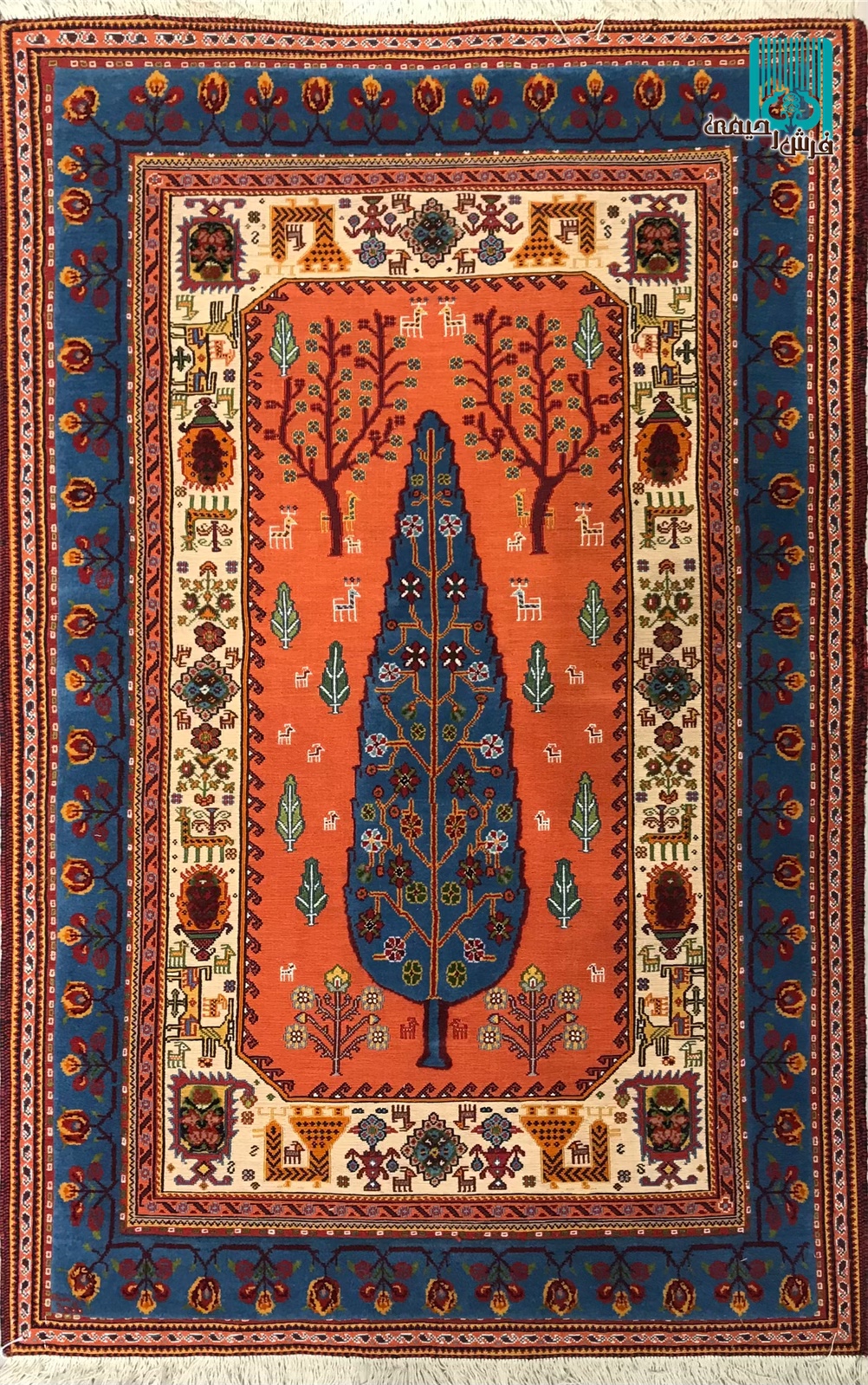 ذرع و نیم گلیم فرش سیرجان طرح درخت سرو