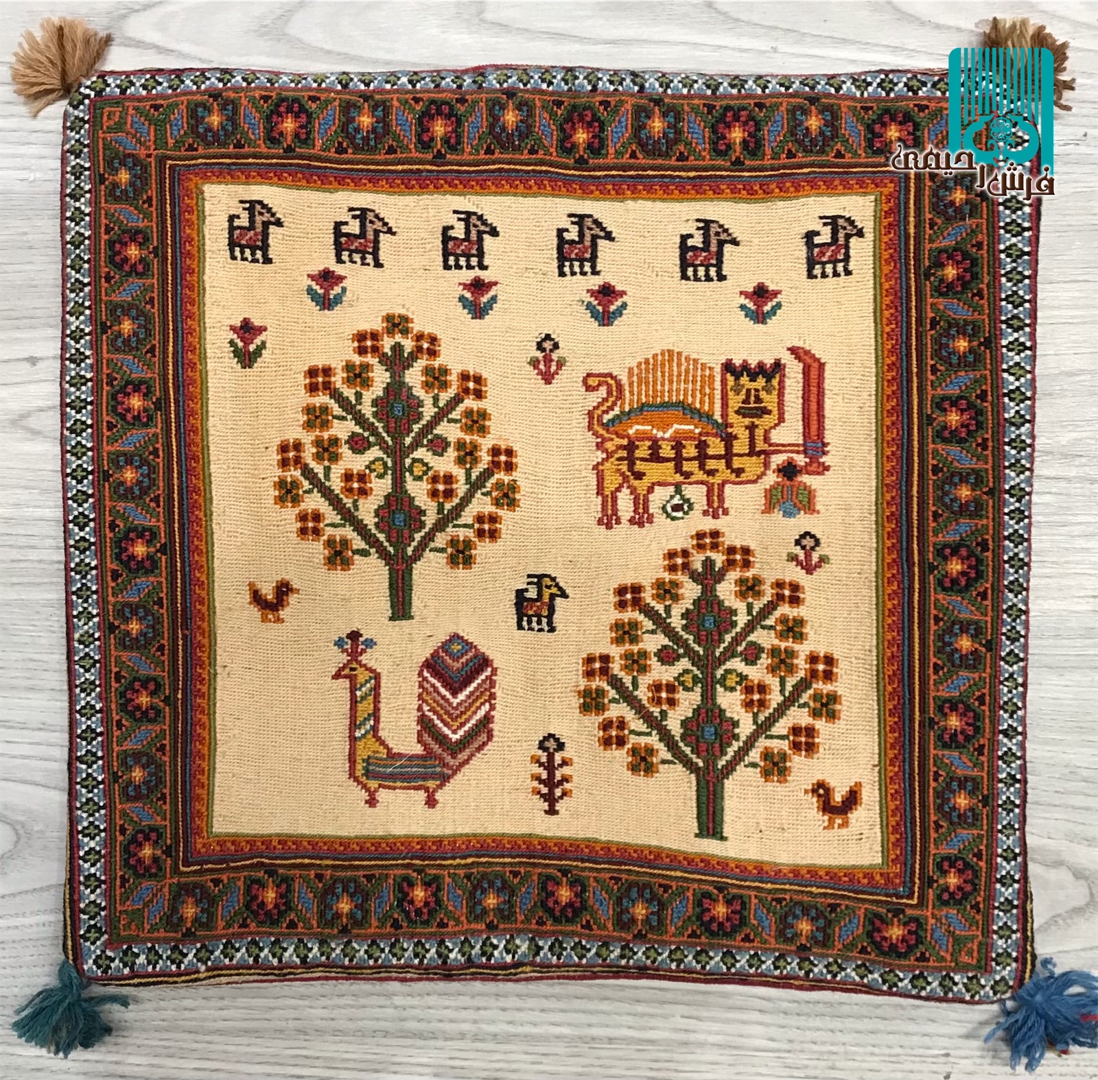 جفت کوسن گلیم سوزنی سیرجان طرح شیدفر