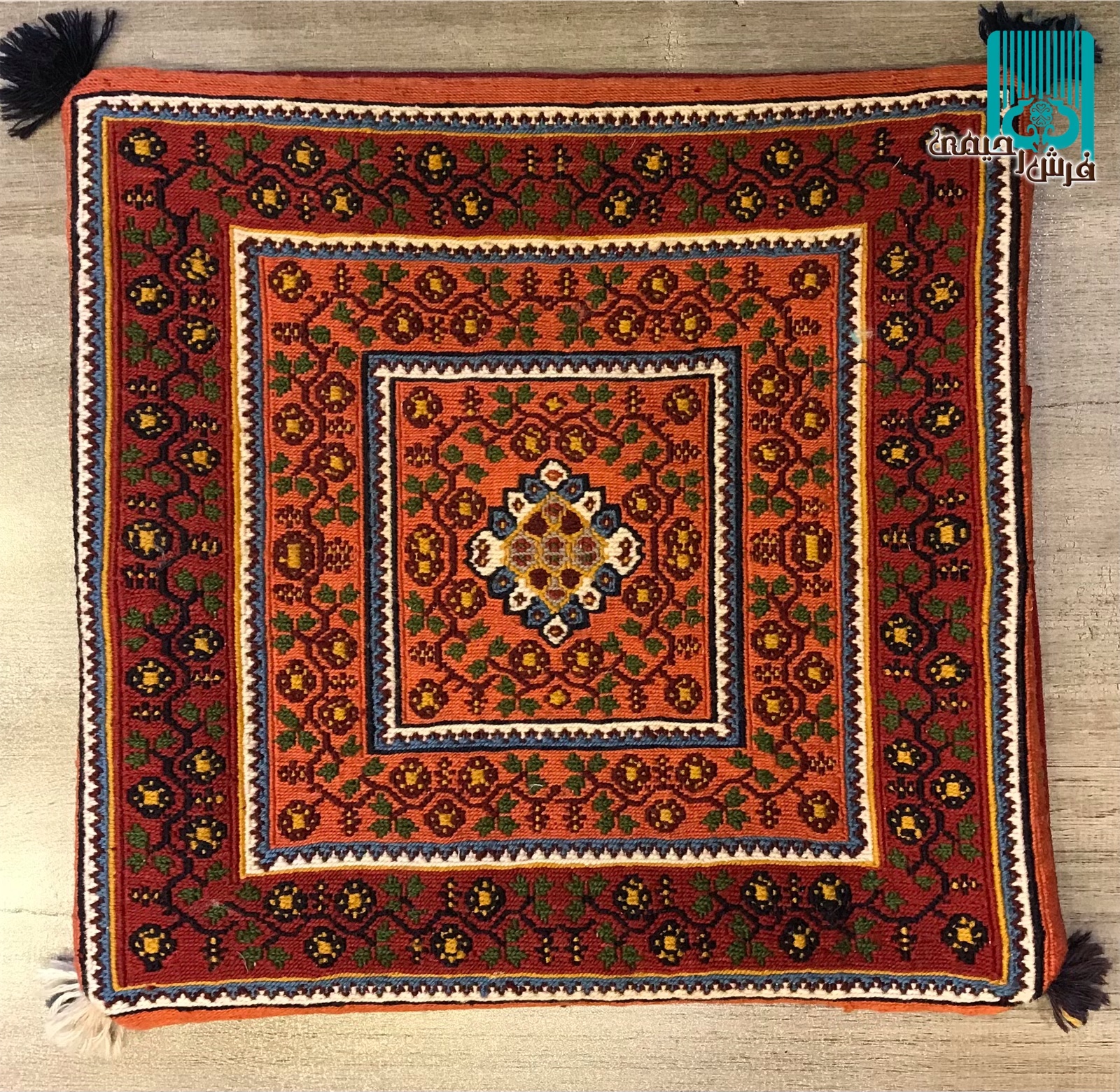 جفت کوسن گلیم سوزنی سیرجان طرح گلریز