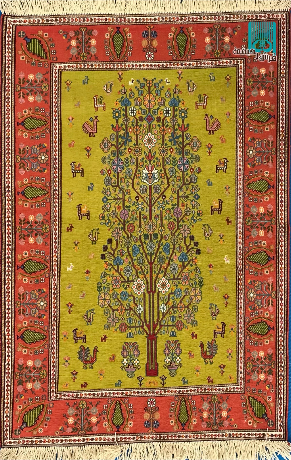 ذرع چارک گلیم سوزنی سیرجانی طرح درخت زندگی