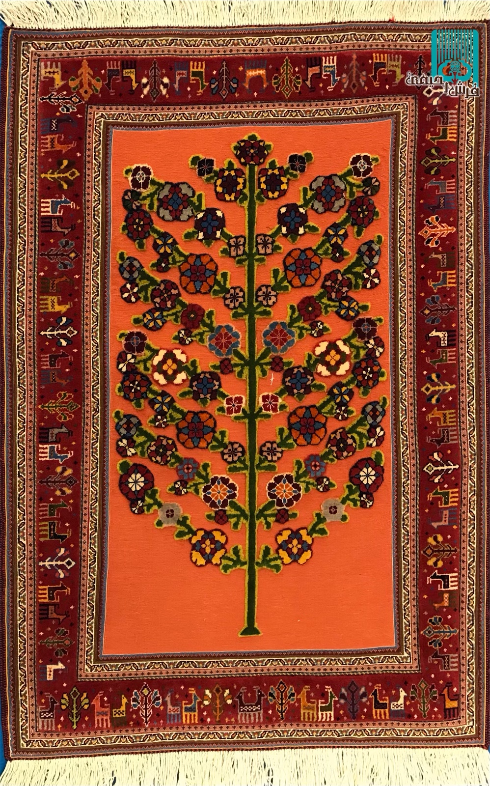 ذرع چارک گلیم فرش سیرجانی طرح درخت رویایی